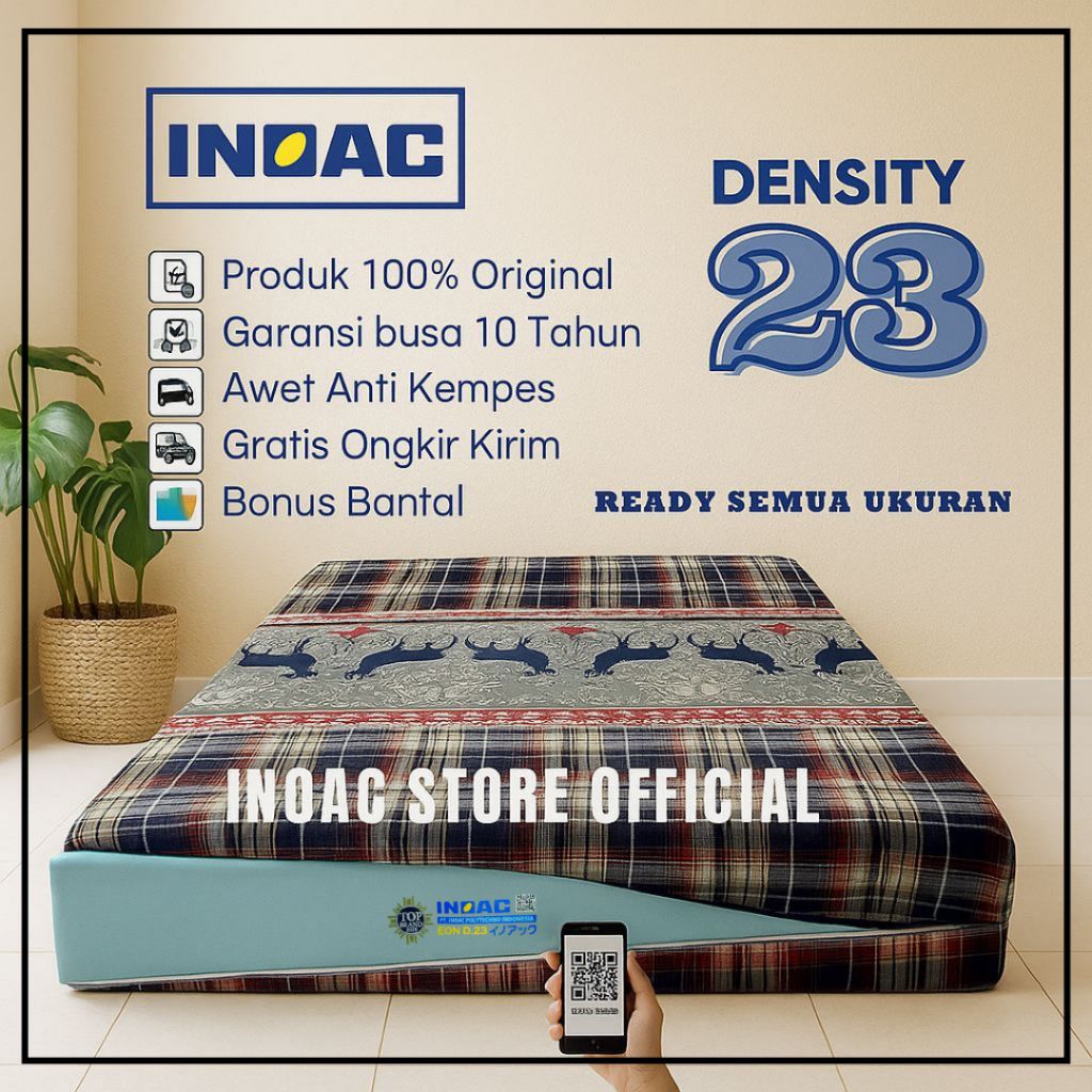 Kasur Busa INOAC Asli Density 23 – Garansi 10 Tahun + Bonus Bantal