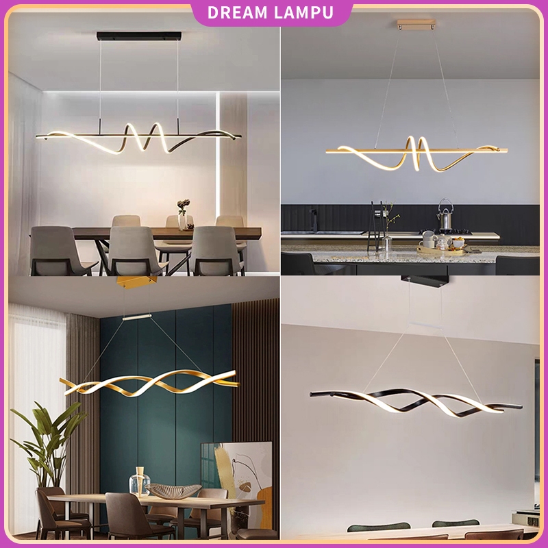 (Remote)Lampu gantung makan panjang estetika emas Kamar/dapur/bar/kafe lampu hias LED 3 warna