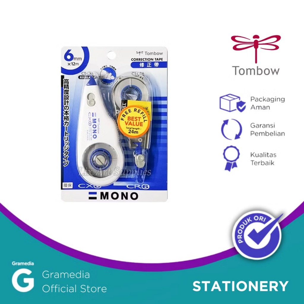

Gramedia Karawaci - Tombow Correction Tape Refillable + Ct-Cx6Cr6 Hns