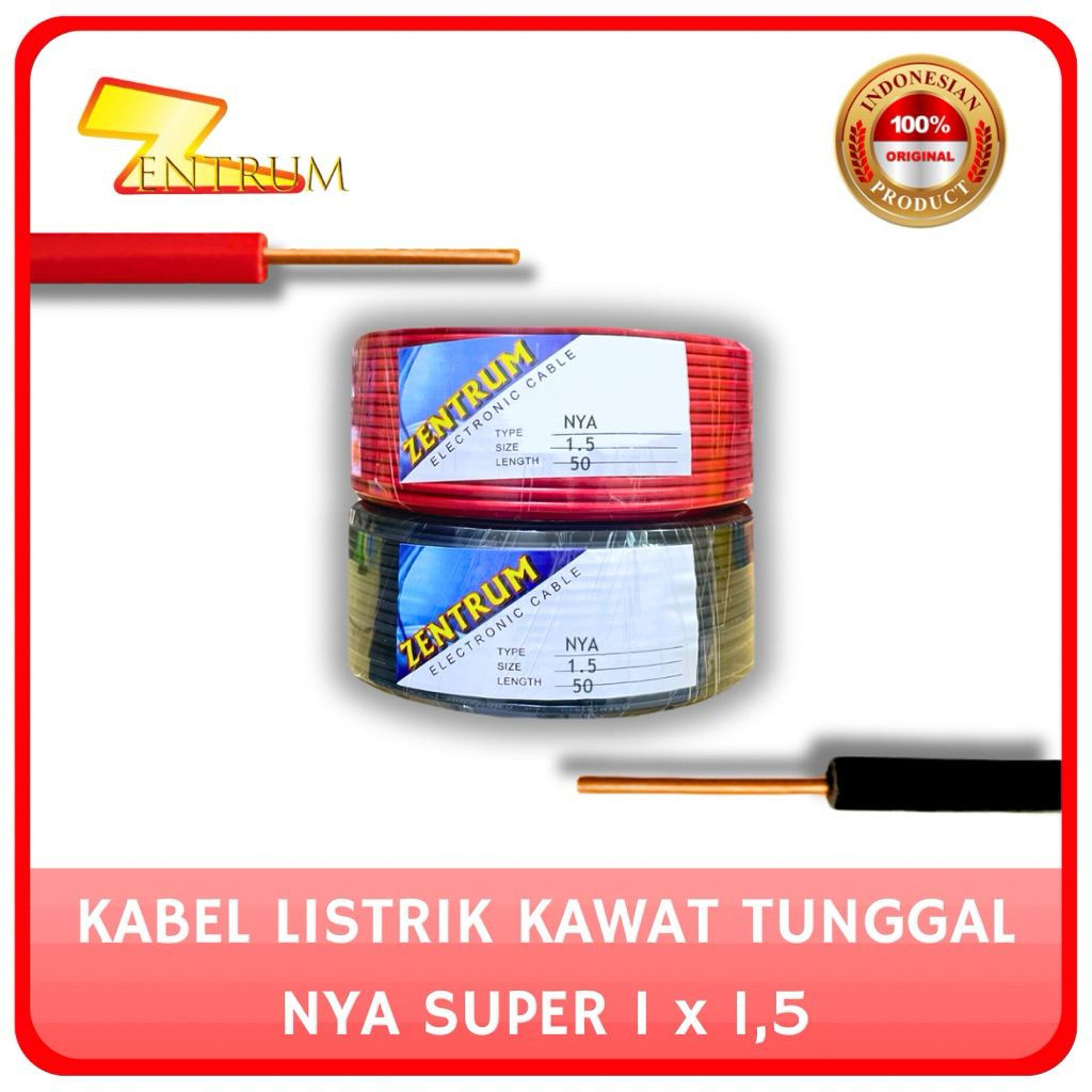 KABEL LISTRIK KAWAT NYA SUPER 1 x 1.5 (40 Meter) KAWAT BESAR