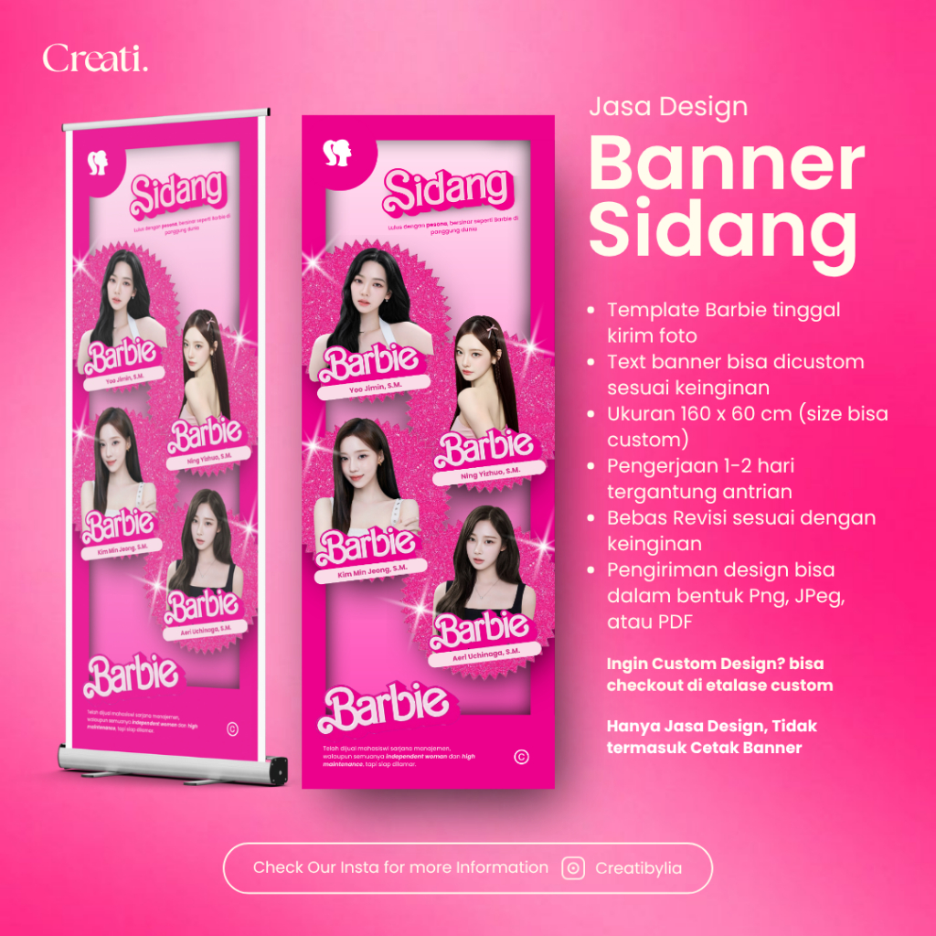 Banner Sidang/Wisuda | Barbie Themes | Jasa Design Banner Langsung Jadi | Creati