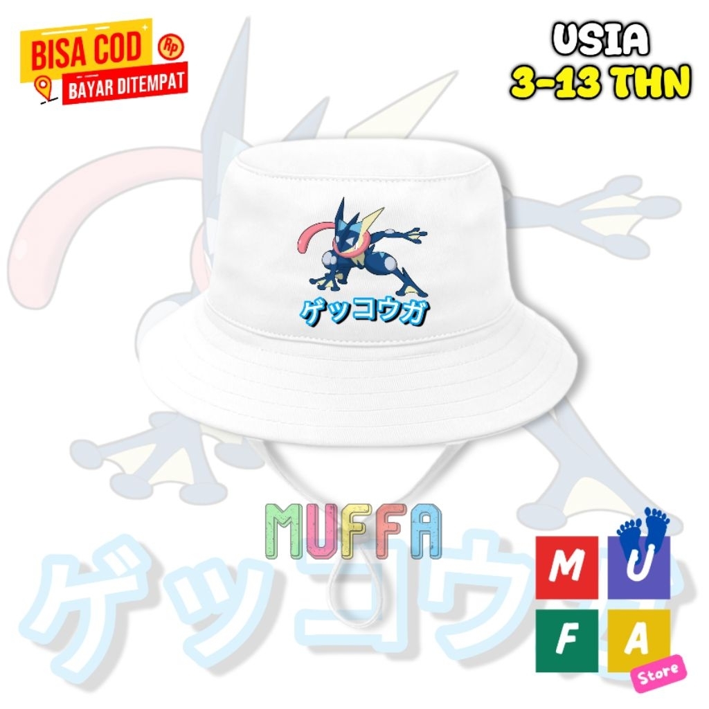 topi bucket anak/ topi rimba anak pokemon greninza / topi anak distro