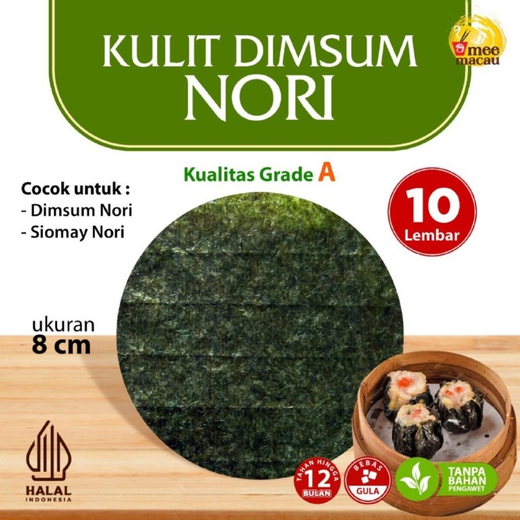 

Kulit Dimsum Nori Rumput Laut 8 cm 10 Lembar Siomay Gyoza Pangsit Tipis Halal Lembut Anti Lengket Enak | Kulit Dimsum Nori BULAT | Kulit Siomay Nori BULAT Halal | Manjun Seaweed BULAT Korea Jepang | Tidak Mudah Robek | Mudah Dibentuk | Tanpa Pengawet