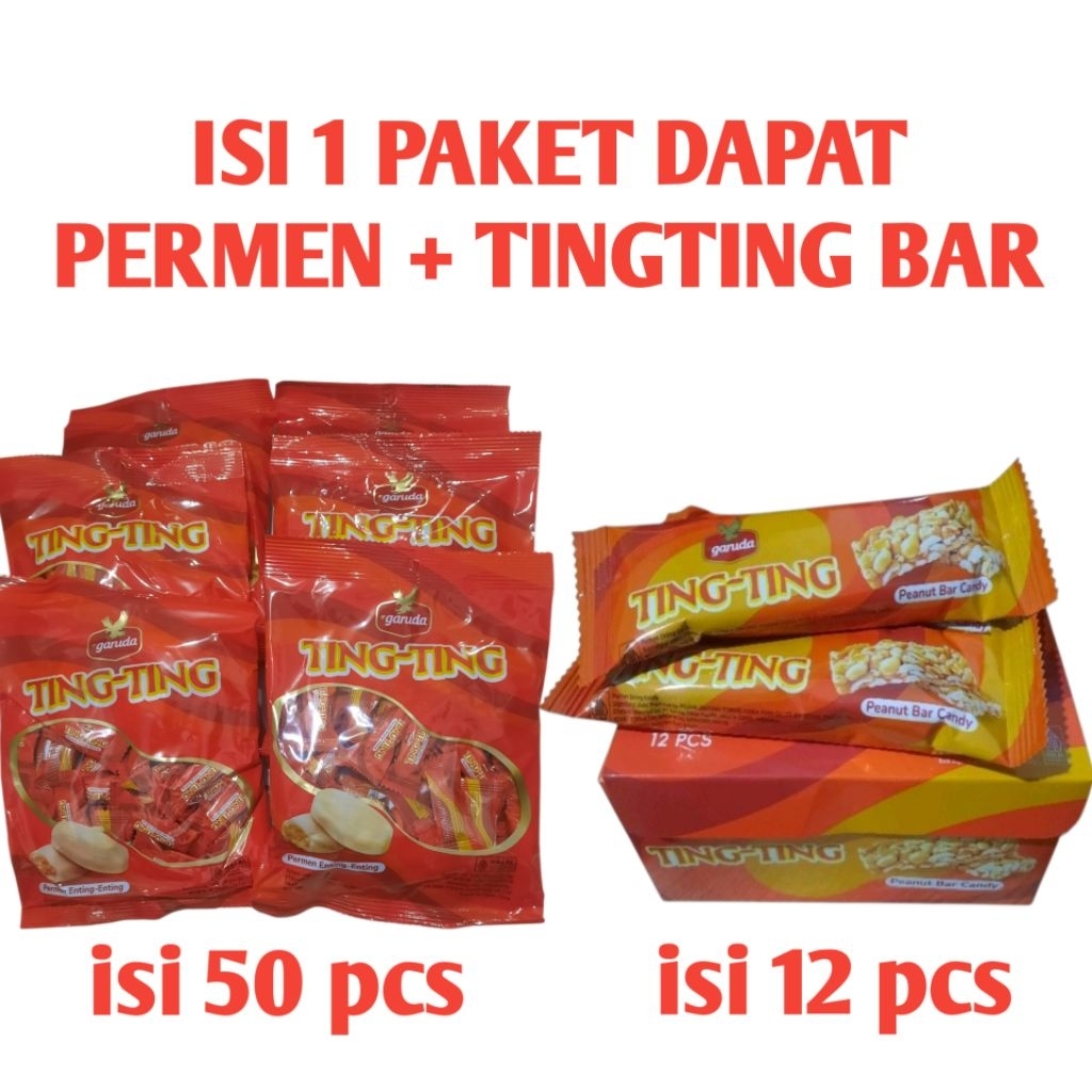 

TING TING PEANUT BAR CANDY 1 BOX DAN TING TING PERMEN 50 PCS