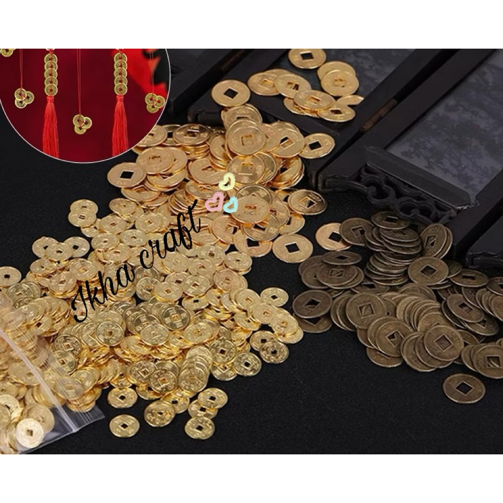 1 Pon Koin Lama Cina Plastik 2.5cm  Isi 500 Pcs - Koin China 450 gram - Koin Lama