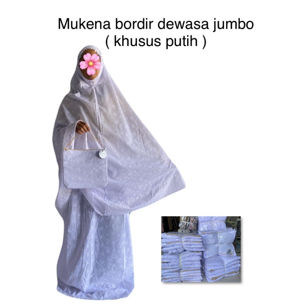 mukena bordir/mukena jumbo putih