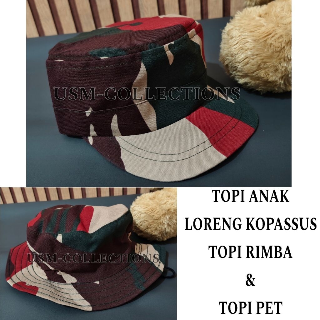 topi rimba dan topi pet anak loreng kopassus | topi anak loreng cowo cewe army kids