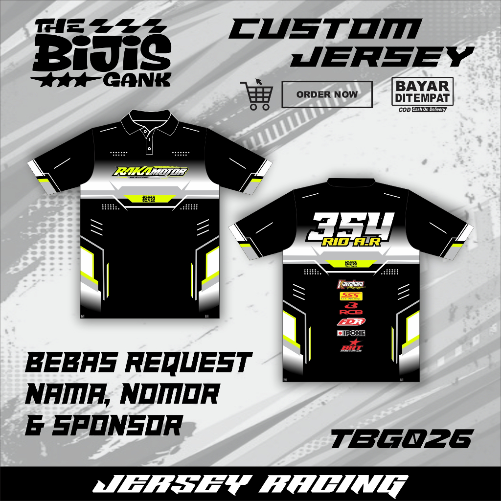JERSEY RACING Custom Full Printing Lengan Panjang Jersey Balap Bebas Request