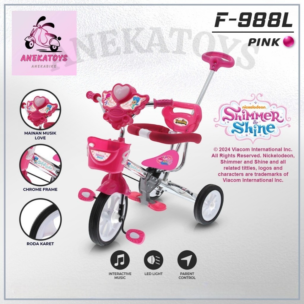 Sepeda Roda Tiga Anak Family F988L Ban Karet Batangan Chrome