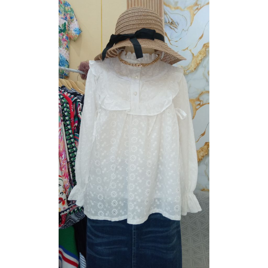 BLOUSE BABY DOLL LD 115 KATUN BOLONG FULL FURRING PREMIUM BKK