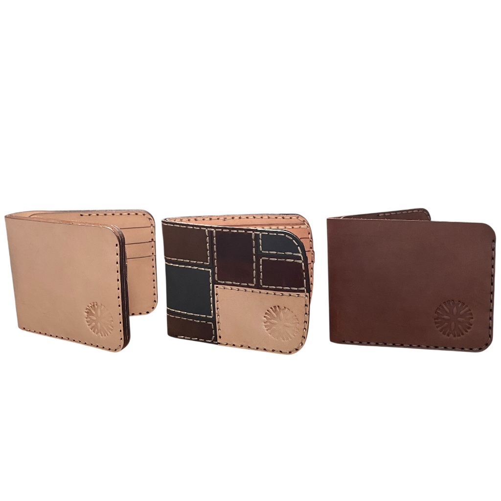 Dryroots Inc Dompet Pria Kulit Handmade Vegtan Patchwork Leather Bifold Wallet Natural Nabati