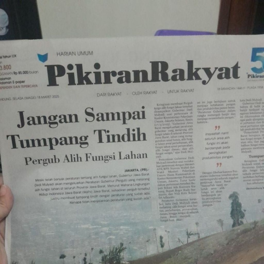 [jual persatu koran/1 eksemplar] koran Pikiran Rakyat berita Bandung Jabar thn 2025 utk kliping, pen