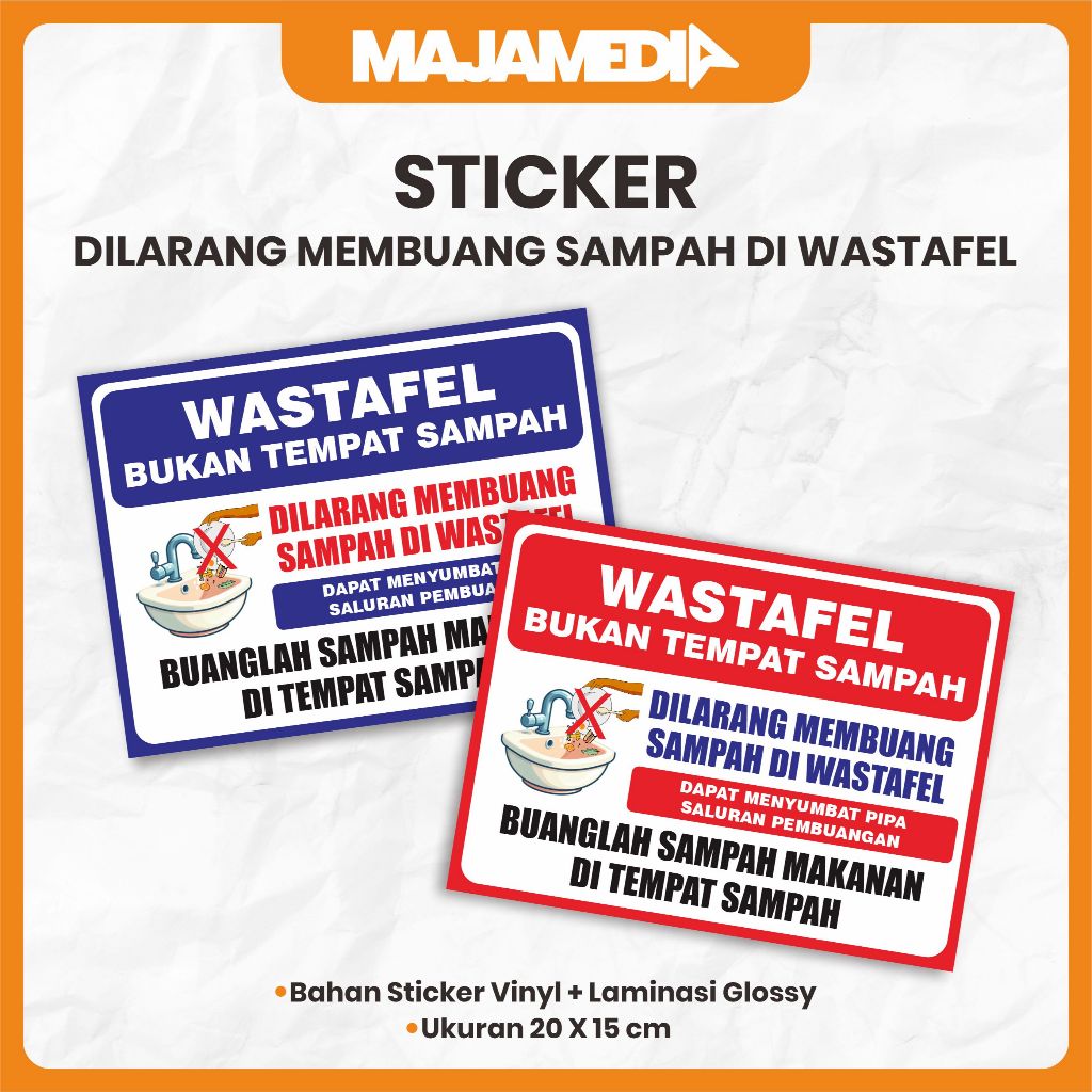 

STIKER JANGAN BUANG SAMPAH MAKANAN DI WASTAFEL / STICKER ATURAN KOST