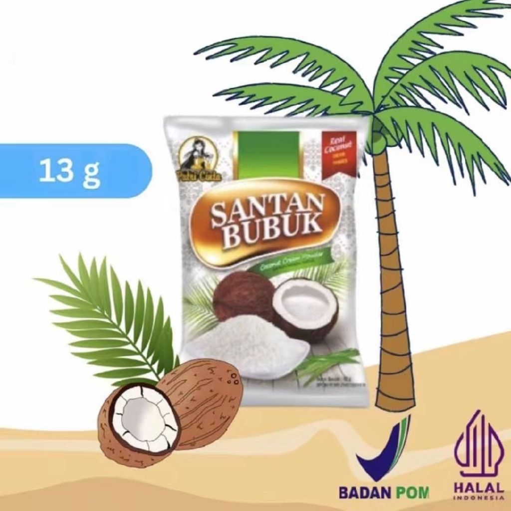 

Isi 3 Renteng [ 30 Sachet ] Santan Kelapa Bubuk Penyedap Makanan Putri Cinta 13gram