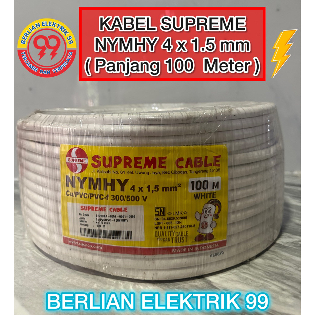 Kabel supreme NYMHY 4x1,5mm serabut (1roll 100meter)/SUPREME NYMHY