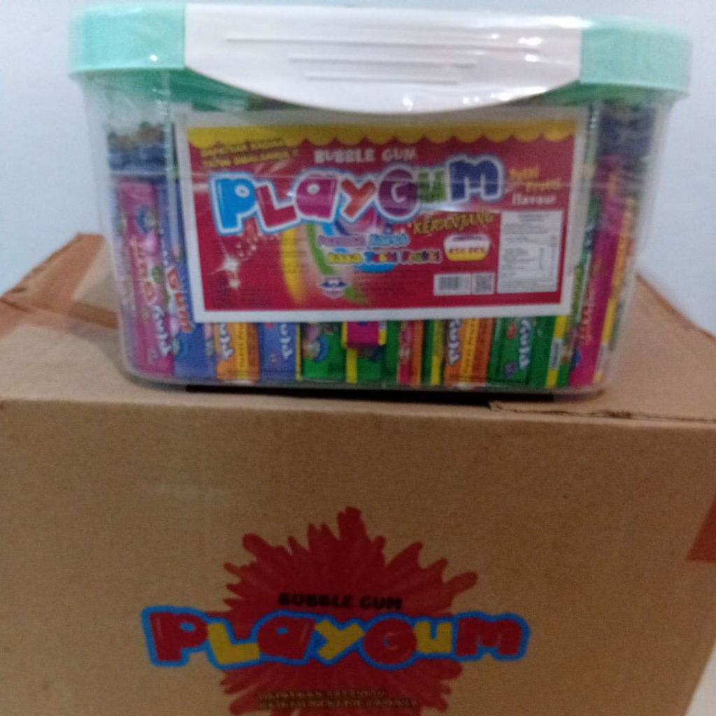 

Permen Playgum bubblegum aneka buah halal 1box isi 450 pcs