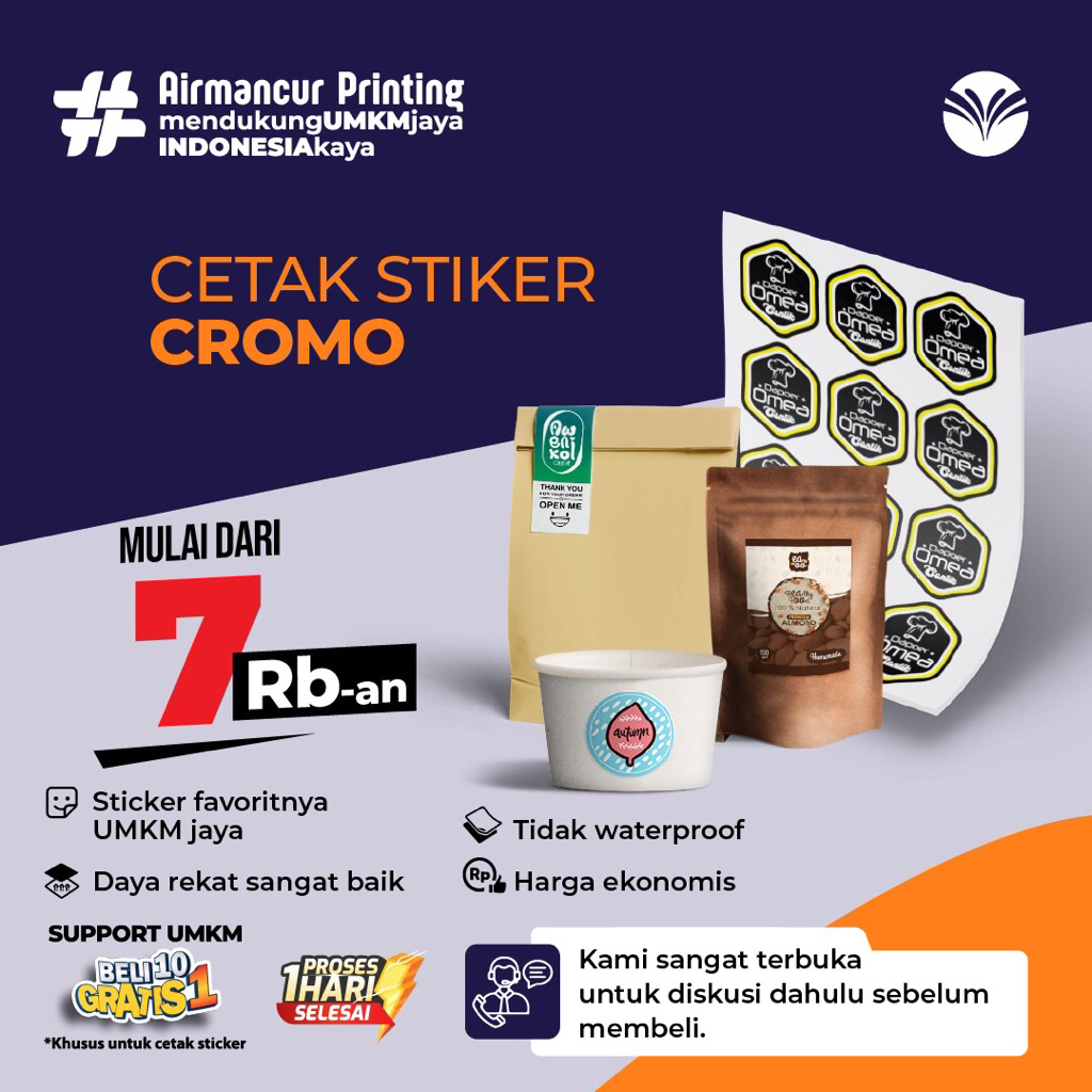 

Cetak Stiker Chromo A3+ 1HariJADI/Print Sticker Label produk Murah kilat