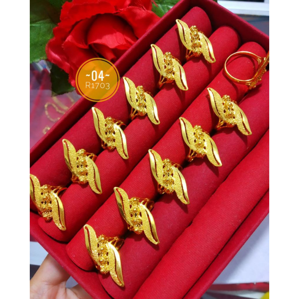 PEKANBARUJEWELRY - CINCIN LAPIS KRISTAL 24K+LAPIS EMAS 24KARAT