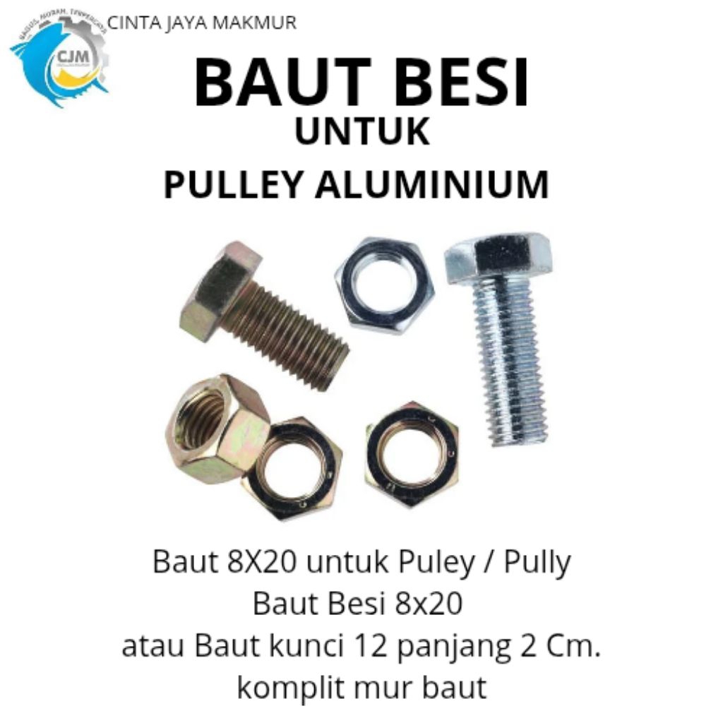 Baut Besi 8X20 Buat Puley / Pully ,Baut Kunci 12 panjang 2 Cm