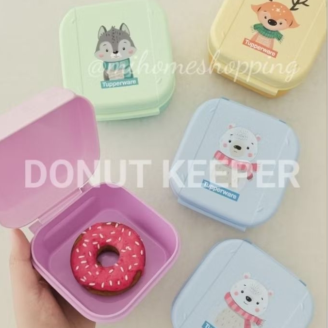 Tupperware Donut keeper animal series 1pc kotak makan bekal anak tk sd lucu tempat roti donut dll