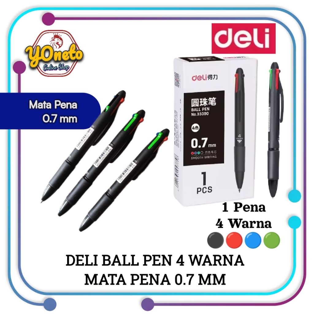 

Pena Ball Point 0.7mm 4 in 1 (4 Warna) High Quality