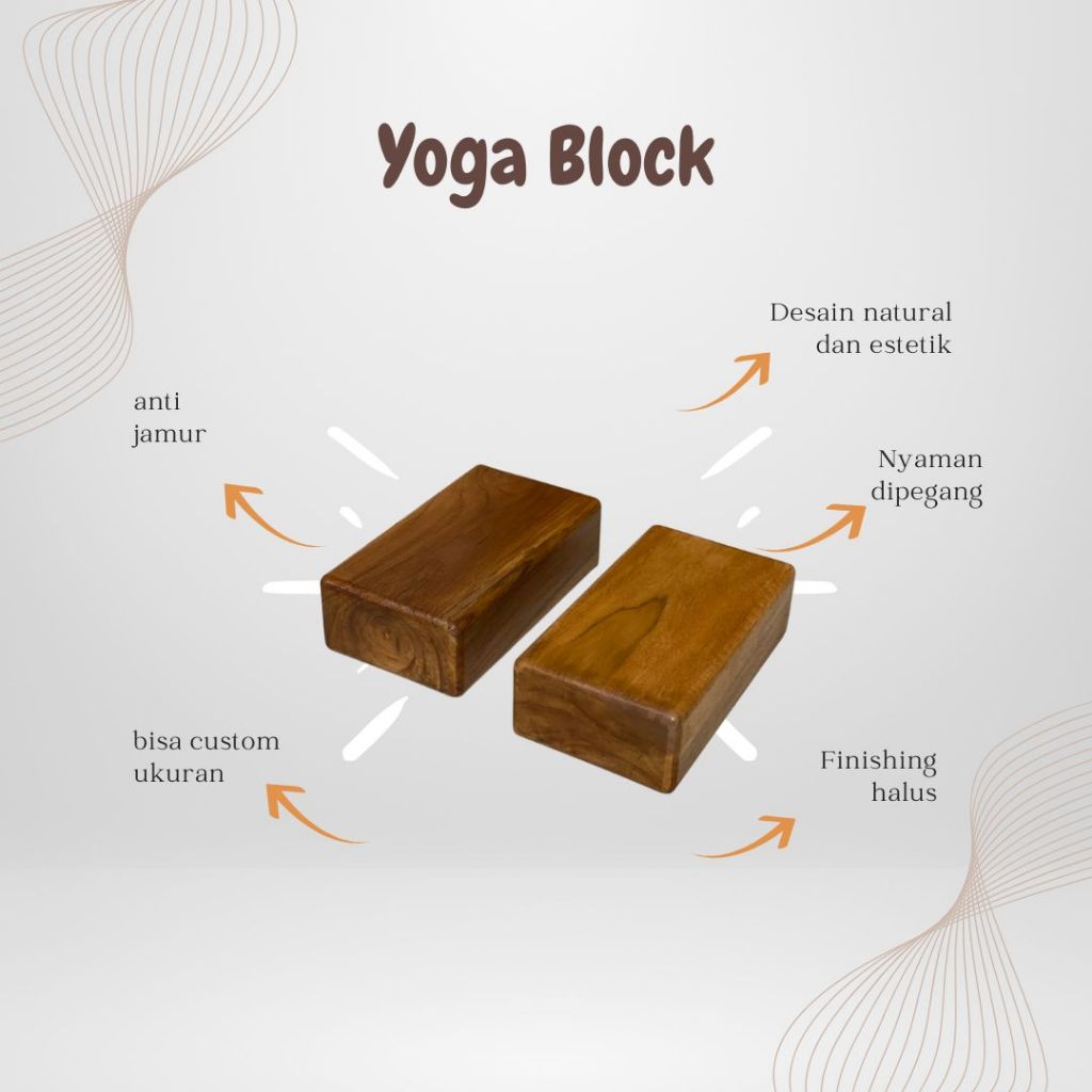 KayuCore - Balok Yoga Bahan kayu jati asli finishing halus nyaman digenggam