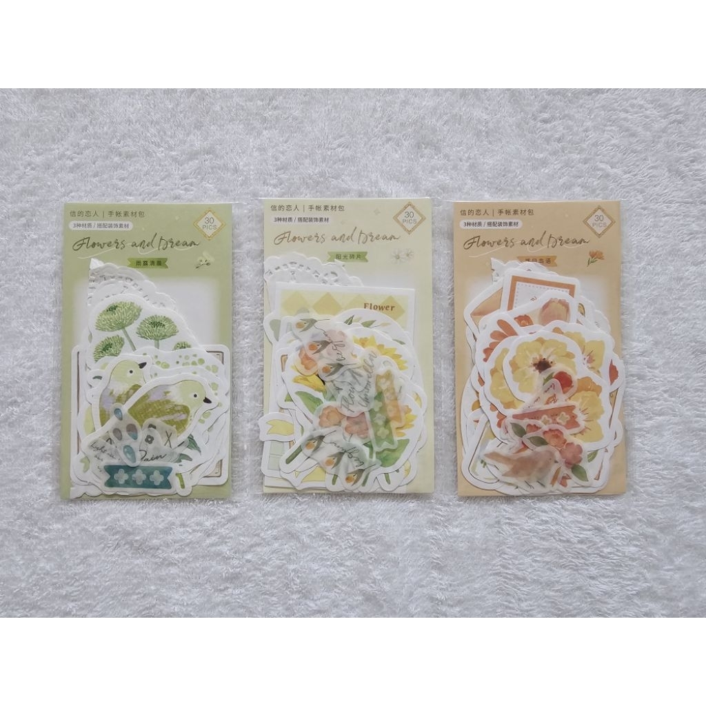 

(Baca Deskripsi) Flower & Dream Memo Flakes / Cardlover Journal Deco Pack