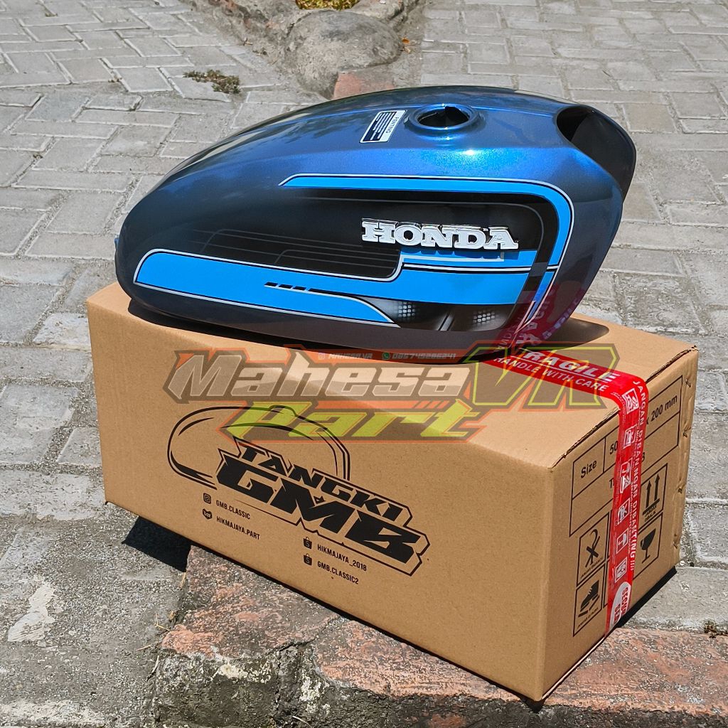 Tangki CB 125 biru tikung/ body tangki bahan galvanis tebal poxy luar dalam tangki CB 125 baru