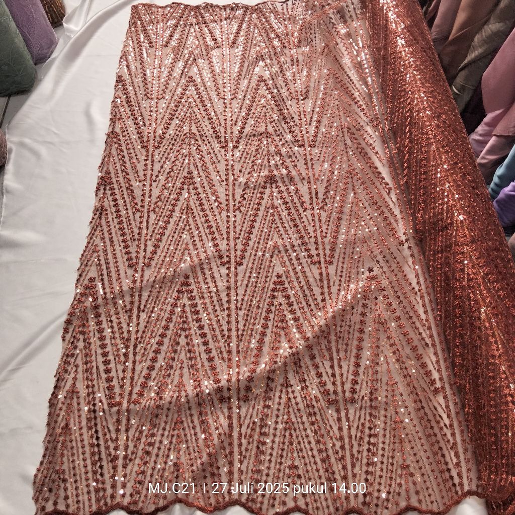 Harga/0,5 m | Kain Tile Payet Premium Mewah | Kain Tile Payet Meteran | Bahan Tile Payet Premium | B