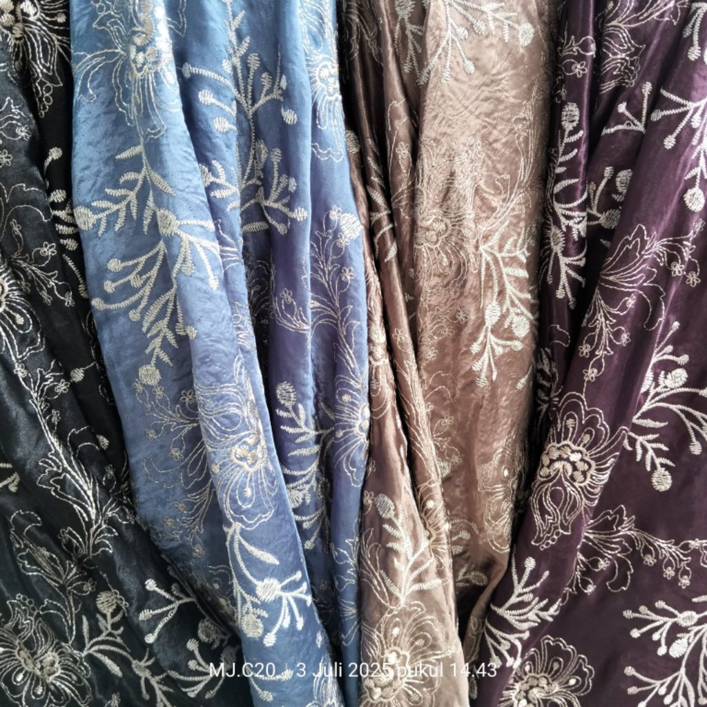 Harga/0,5 | Kain Satin Bordir Motif Premium | Kain Satin Bordir Meteran | Bahan Satin Bordir Motif P