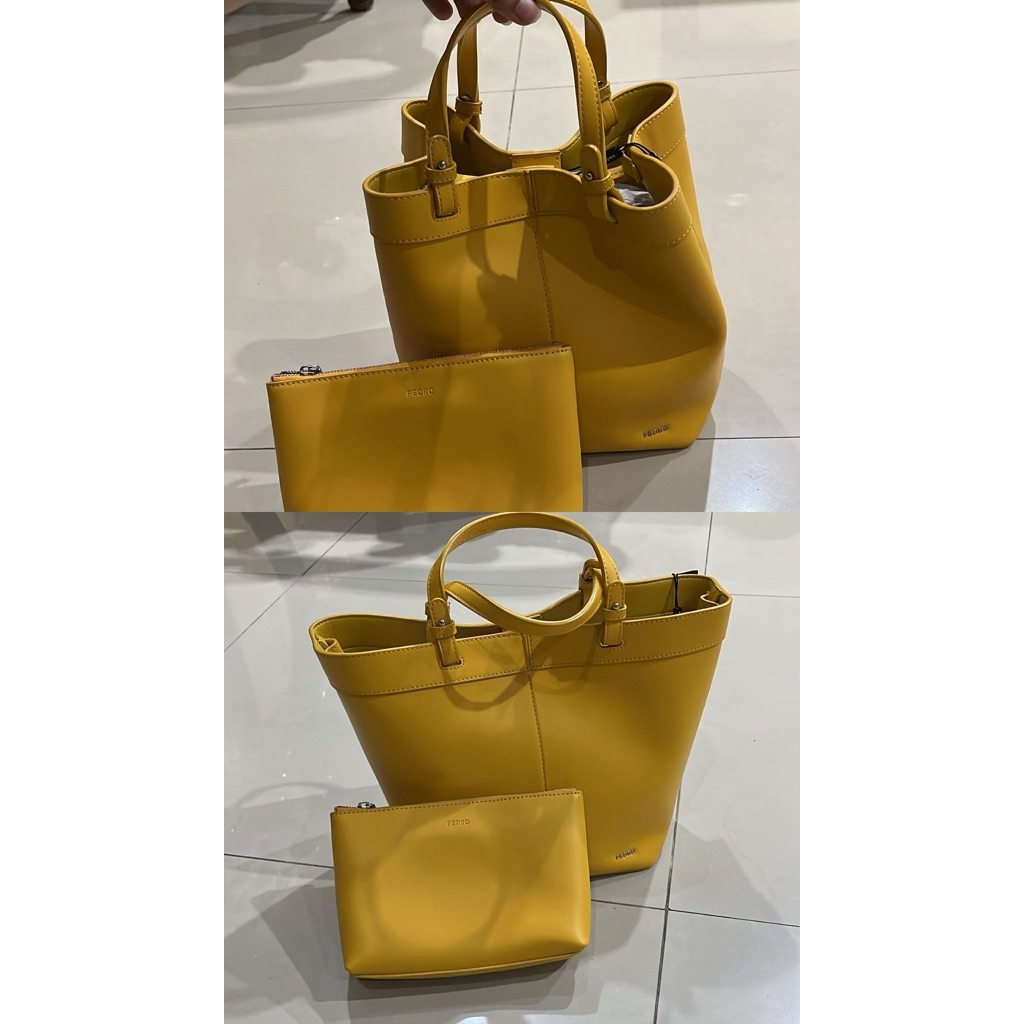 Pedro Top Handle Bag + Pouch - Yellow (100% Original Store)