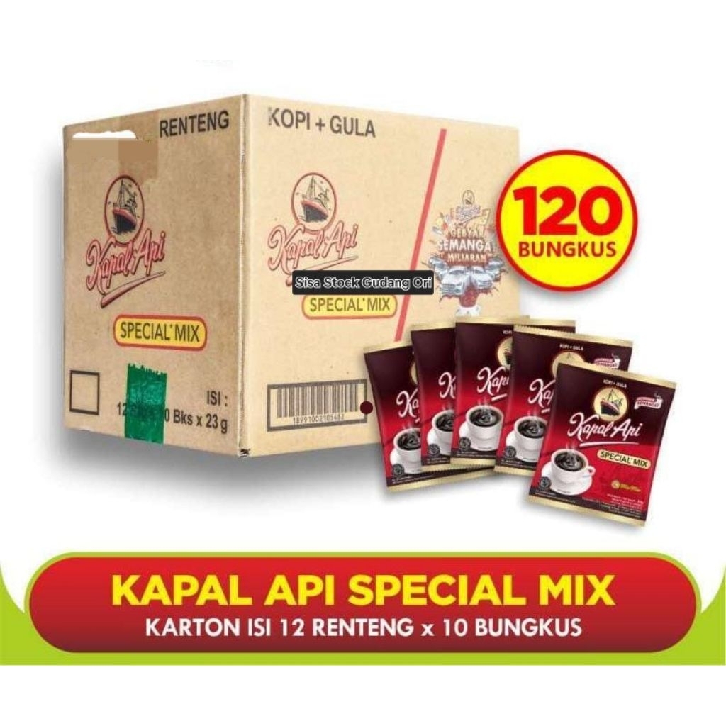 

Kopi Kapal Api Spesial Mix 23gr × 120 Sachet | 1 Dus Isi 12 Renceng | Original & Terlaris | Termurah