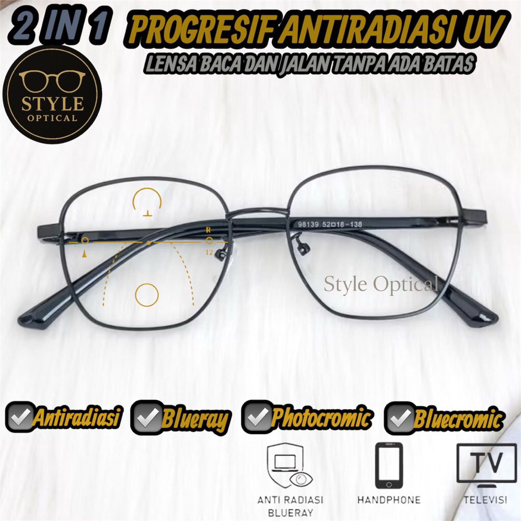 Kacamata Baca Dan Jalan Pria&Wanita Progresif Photocromic Kacamata Plus Baca Dan Jalan