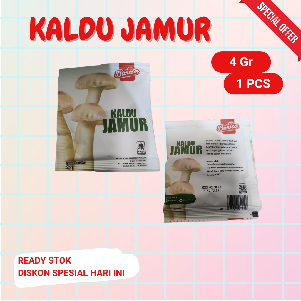 

Kaldu Jamur Bu Risa 4gr – Bumbu Penyedap Rasa Alami Kemasan 1 Sachet