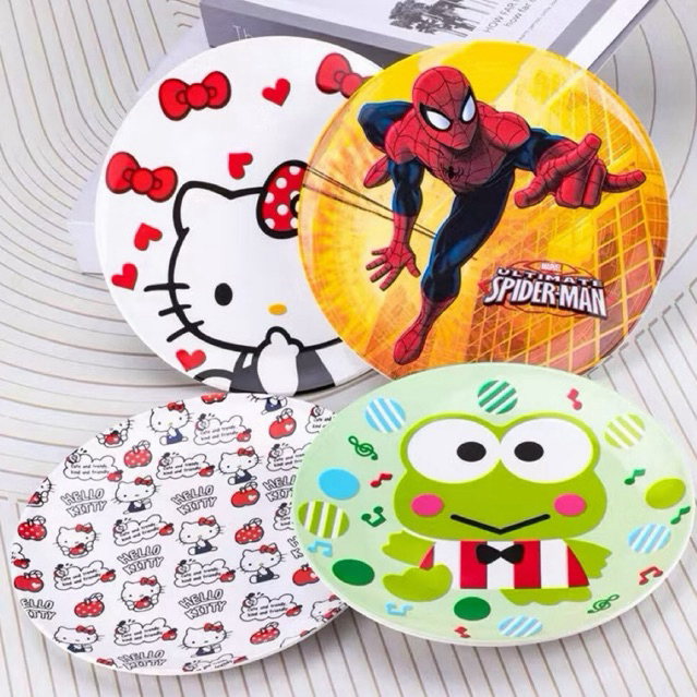 melamine Piring Melamin Ceper Melody Kuromi Cinnamoroll Spiderman Diameter 20cm old Snack Anak
