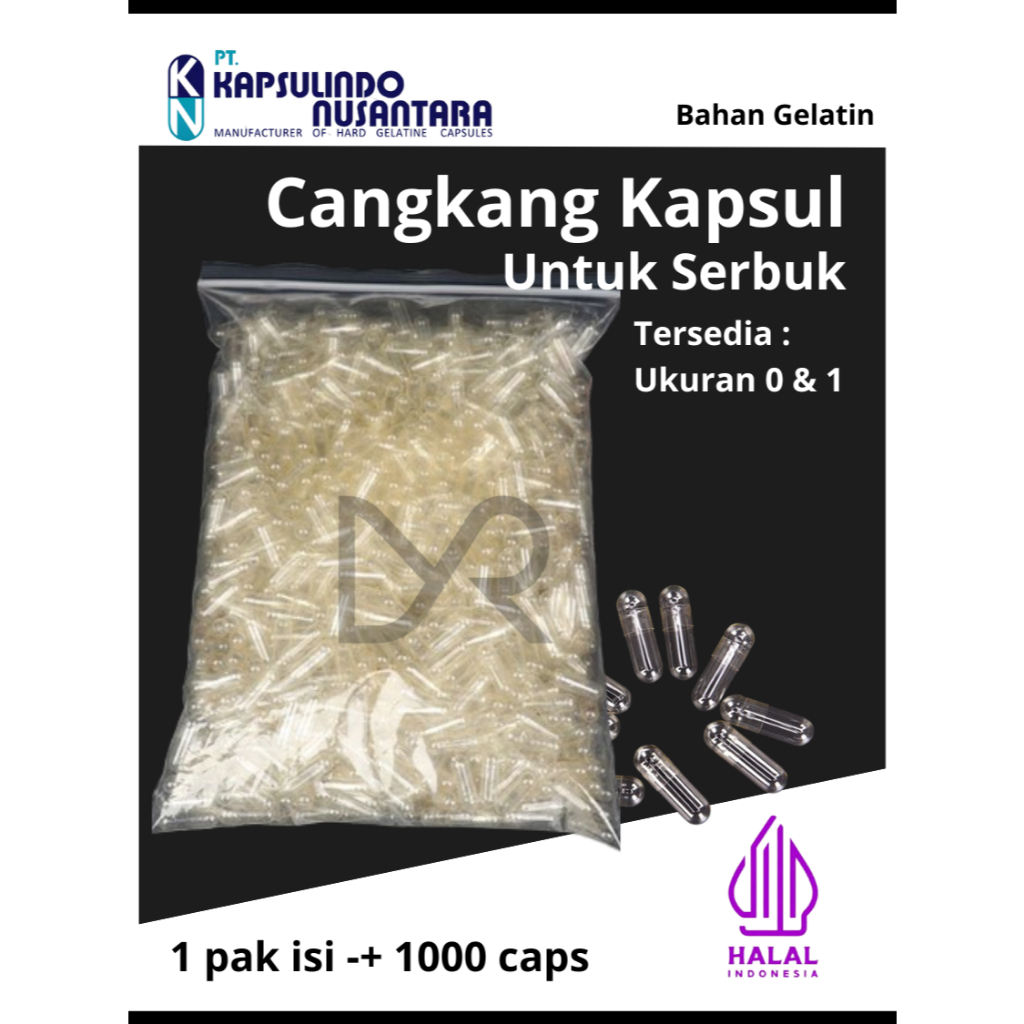 cangkang kapsul kosong Untuk Serbuk Size 0 & 1 |  isi -+ 1000 Pcs/Pak Kapsulindo - kapsul Kosong