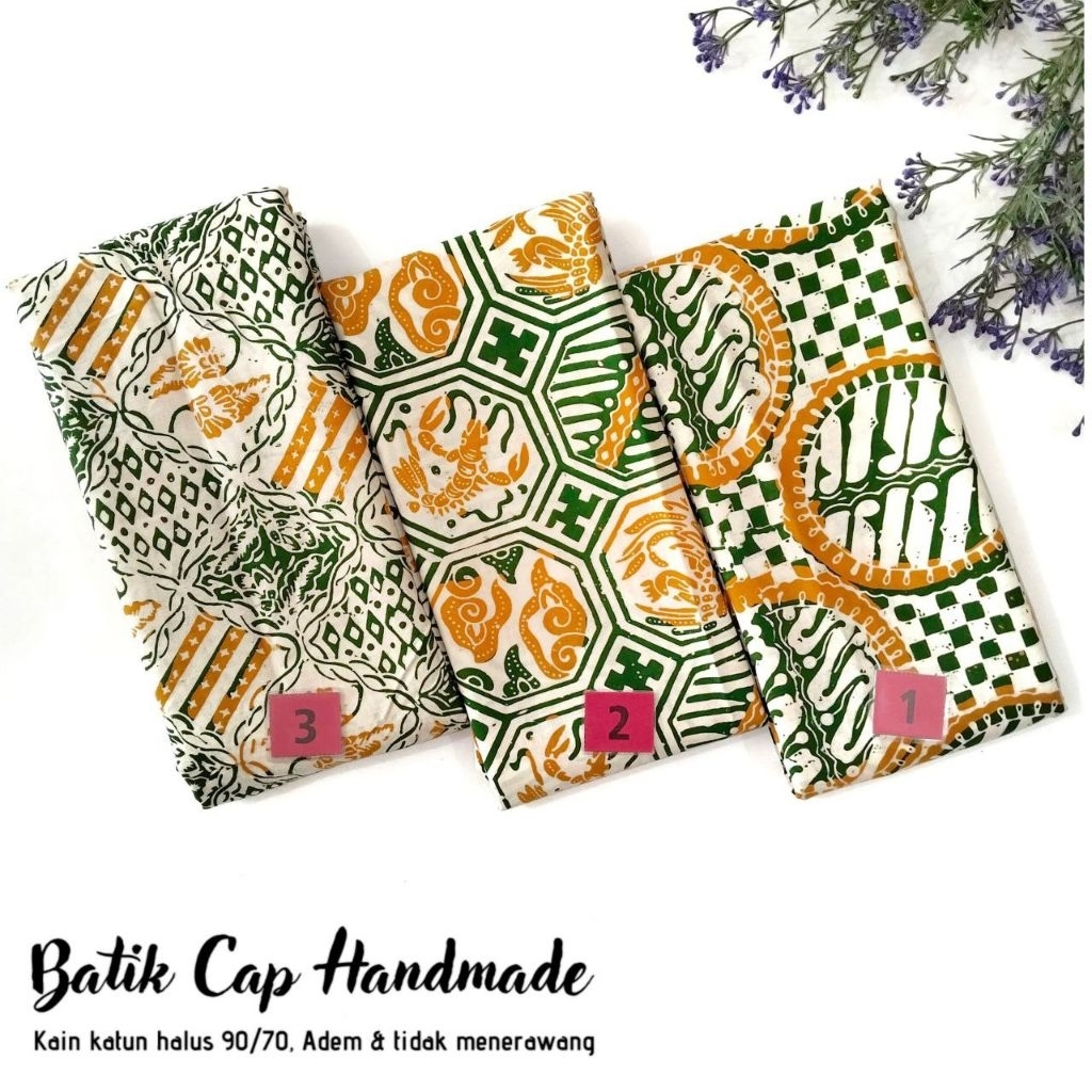 KAIN BATIK CAP HANDMADE, KAIN BATIK CAP PASTEL, KAIN BATIK CAP KEBAYA, KAIN BATIK WARNA HIJAU KUNING