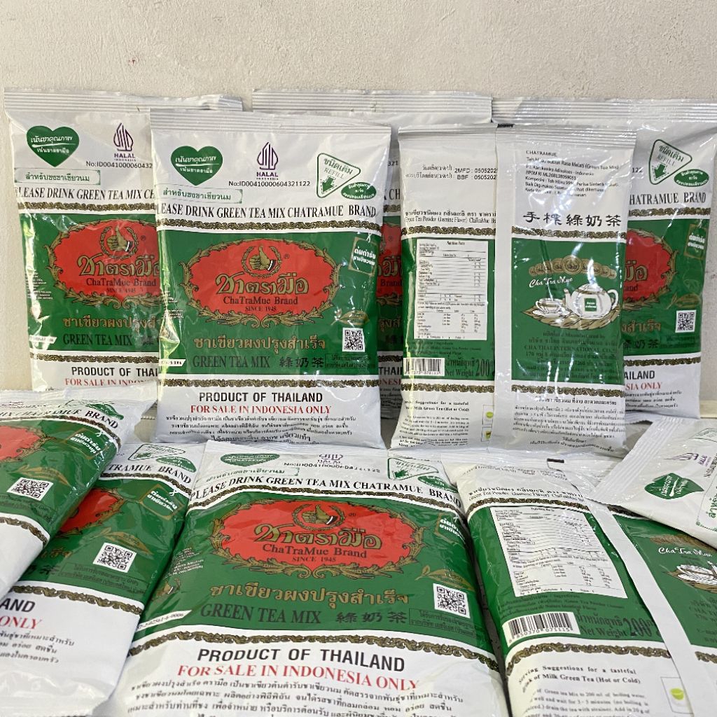 

Cha tra mue brand green tea mix 200 gram | green thai tea | teh hijau thailand | green tea thailand