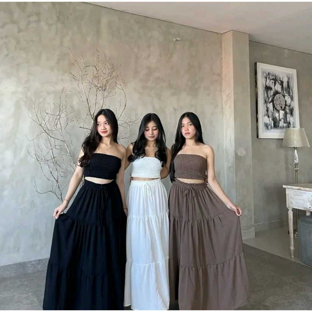 ONE SET REGINA/ ATASAN KEMBEN + ROK RUFFLE KEKINIAN/ ONE SET KEMBEN ROK RUFFLE