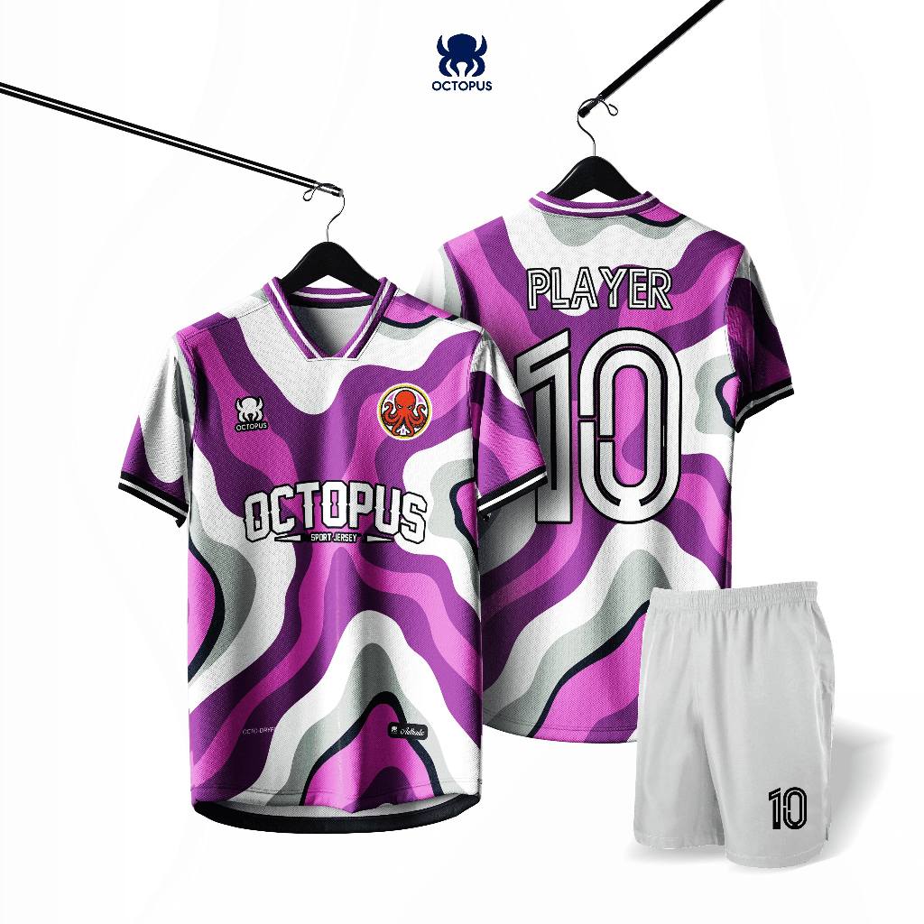 Jersey Tim Futsal/Bola Octopus Warna Ungu – Custom Nama & Nomor