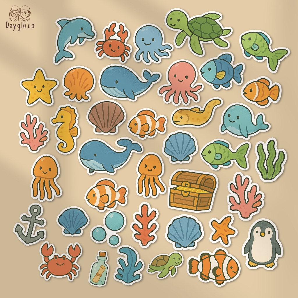 

[DAYGLO] 35 Pcs Sticker Animal Kiyowo | Vinyl Sticker Waterproof | Journaling | Case HP | Laptop