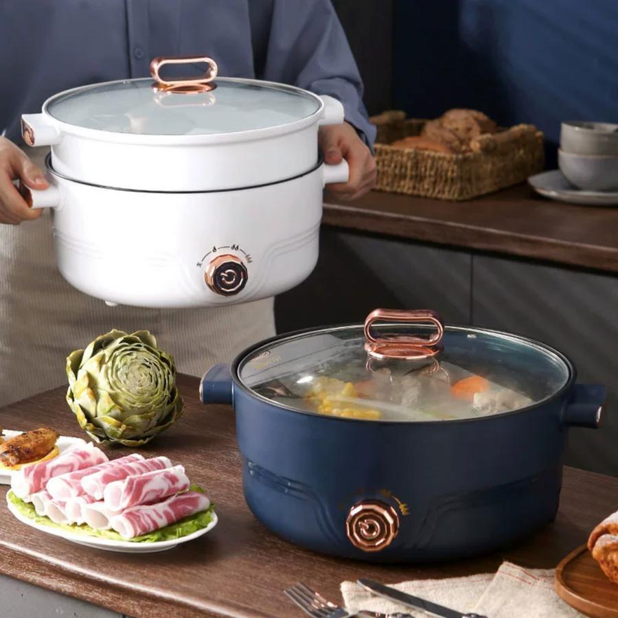 Panci Masak Listrik Serbaguna 22cm Rose / Alat Masak Nasi Goreng Tumis Bakar Serbaguna