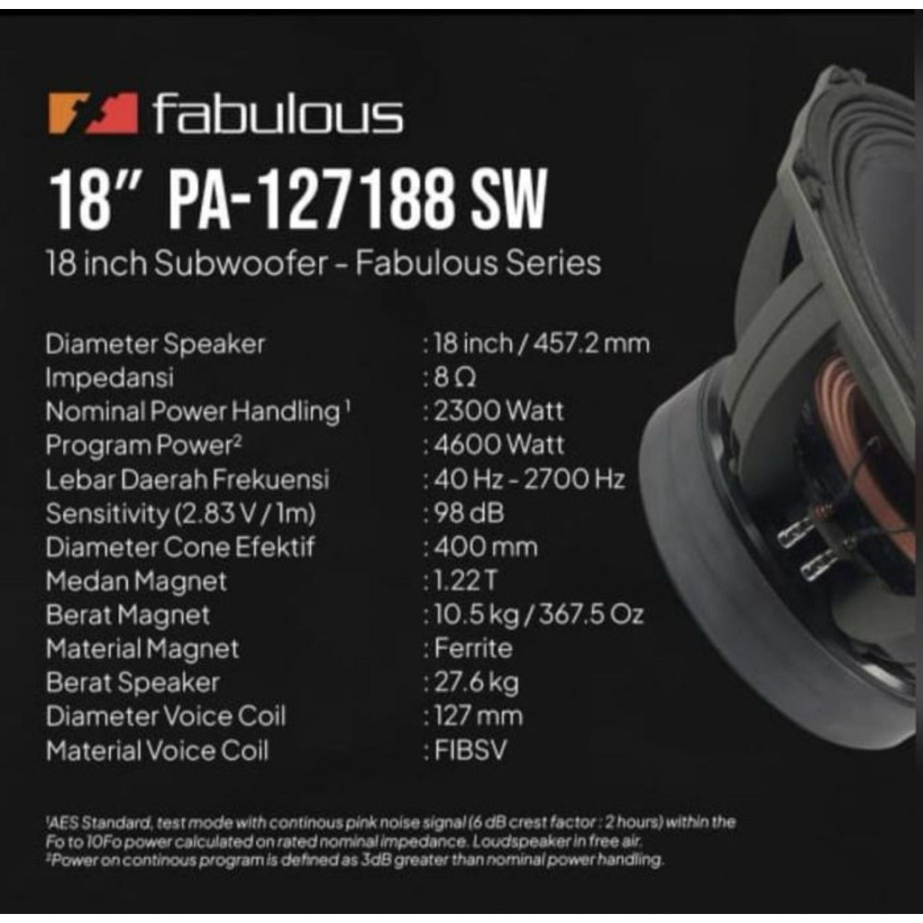 Speaker ACR Fab 18”PA-127188 SW