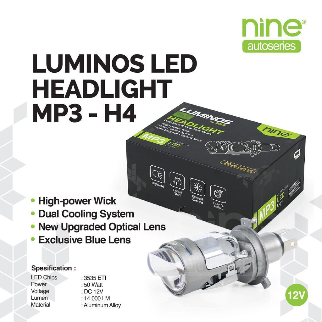 LAMPU LED MINI PROJEKTOR MINI BILED MINI LESER LUMINOSLED H4 MP3 PRO(HI/LOW)- NINE