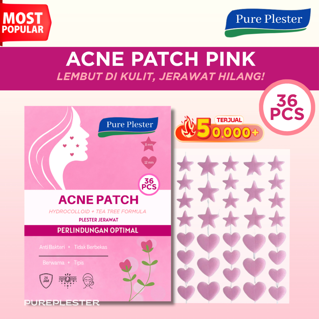 Acne Pimple Patch / Plester Jerawat Warna Pink Karakter Star dan Love - Hydrocolloid Patch - Obat Je