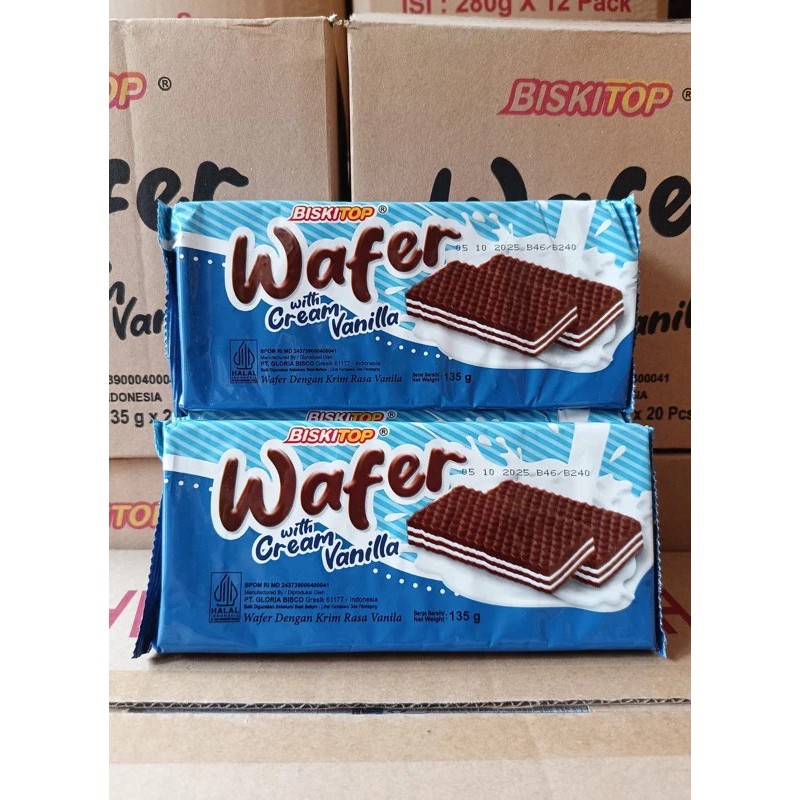 

biskitop wafer cream vanilla 135gr 1 karton x 20pcs