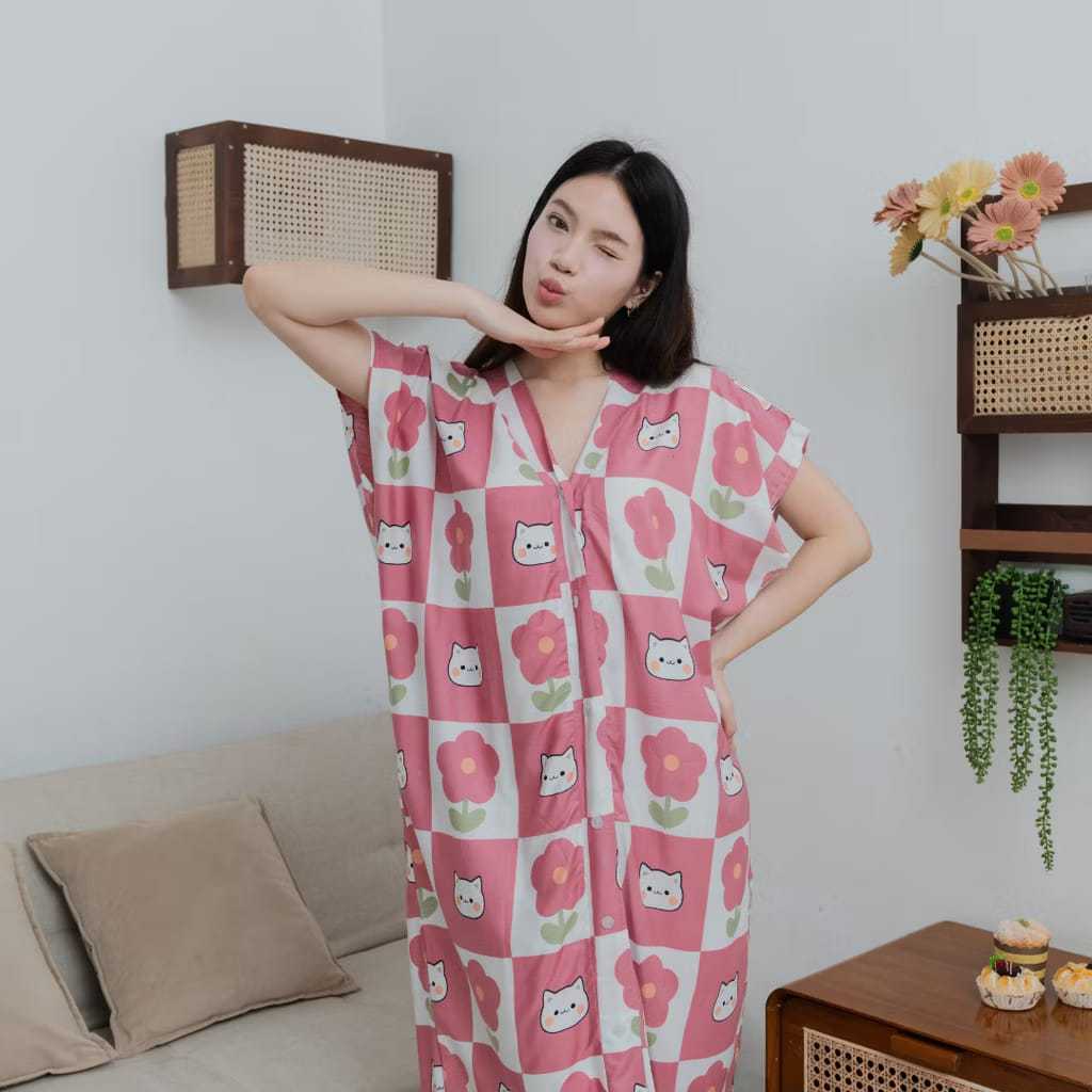 Daster kerah V kekinian / daster rayon adem estetik wanita dewasa / homedress minimalis / daster mot