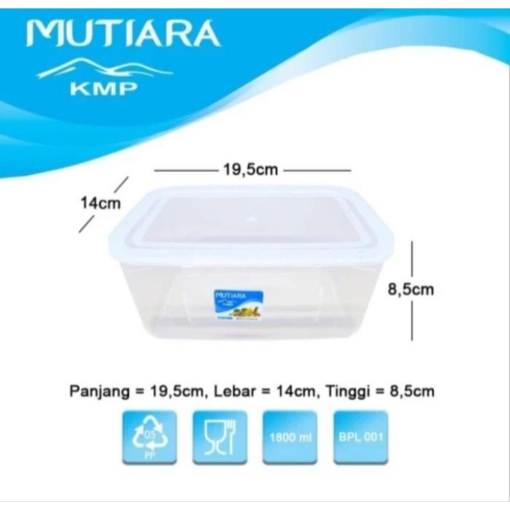 Toples Kotak plastik KMP 1800ml / kotak makan/bekal Kmp transparan