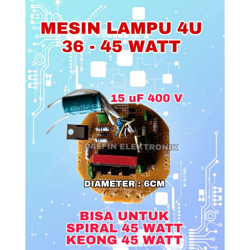 Mesin Lampu 4U 36 - 45 WATT / Bisa Untuk Kaca Spiral dan Keong