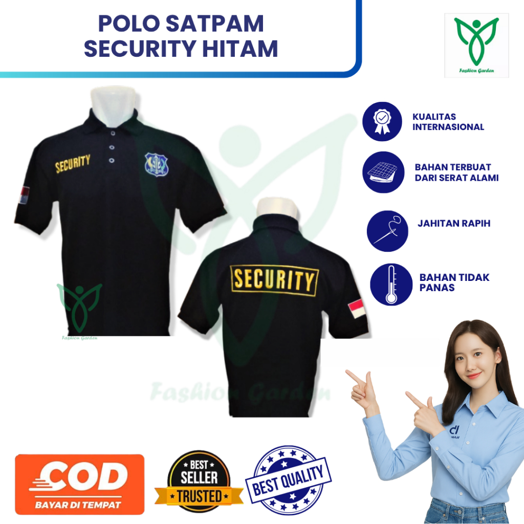 Baju Polo Satpam Security Hitam || Seragam Baju Polo Security || Polo Satpam || Polo Satpam Hitam